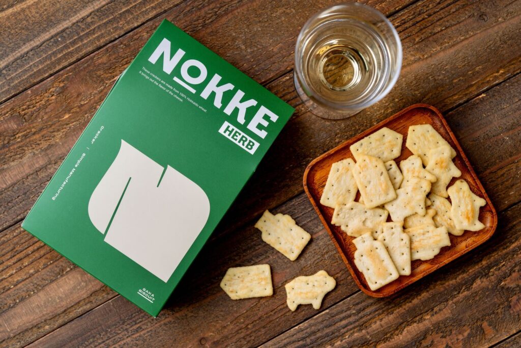 チーズやワインによく合うクラッカー,NOKKE,HERB,ノッケのハーブ風味,北海道産クラッカーと小麦